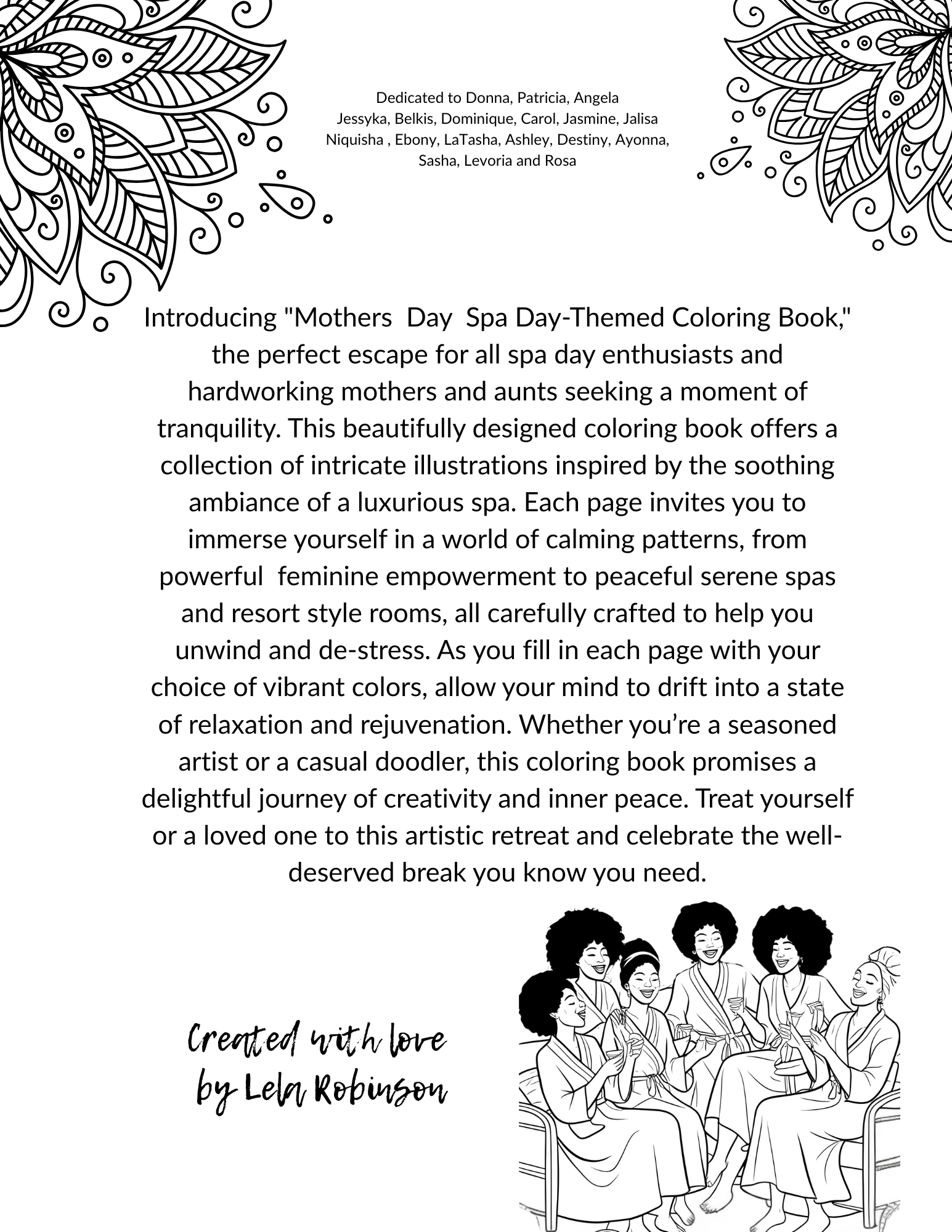 Mother's day Spa Coloring Book
