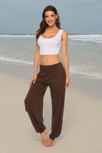 AvaCostume Womens Harem Yoga Pants Side Slit Sport Workout Sweatpants