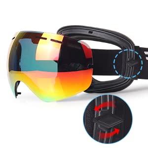 EXP VISION Snowboard Ski Goggles Men Women Youth, Anti Fog OTG Winter Snow Goggles Spherical Detachable Lens