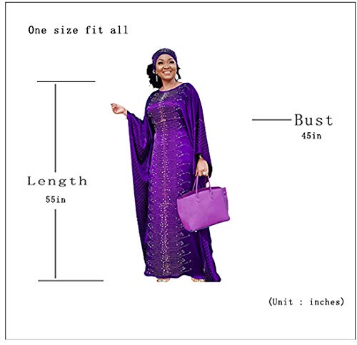 HD African Dresses for Women Fashion Beading Rhinestone Kaftan Maxi Dress
