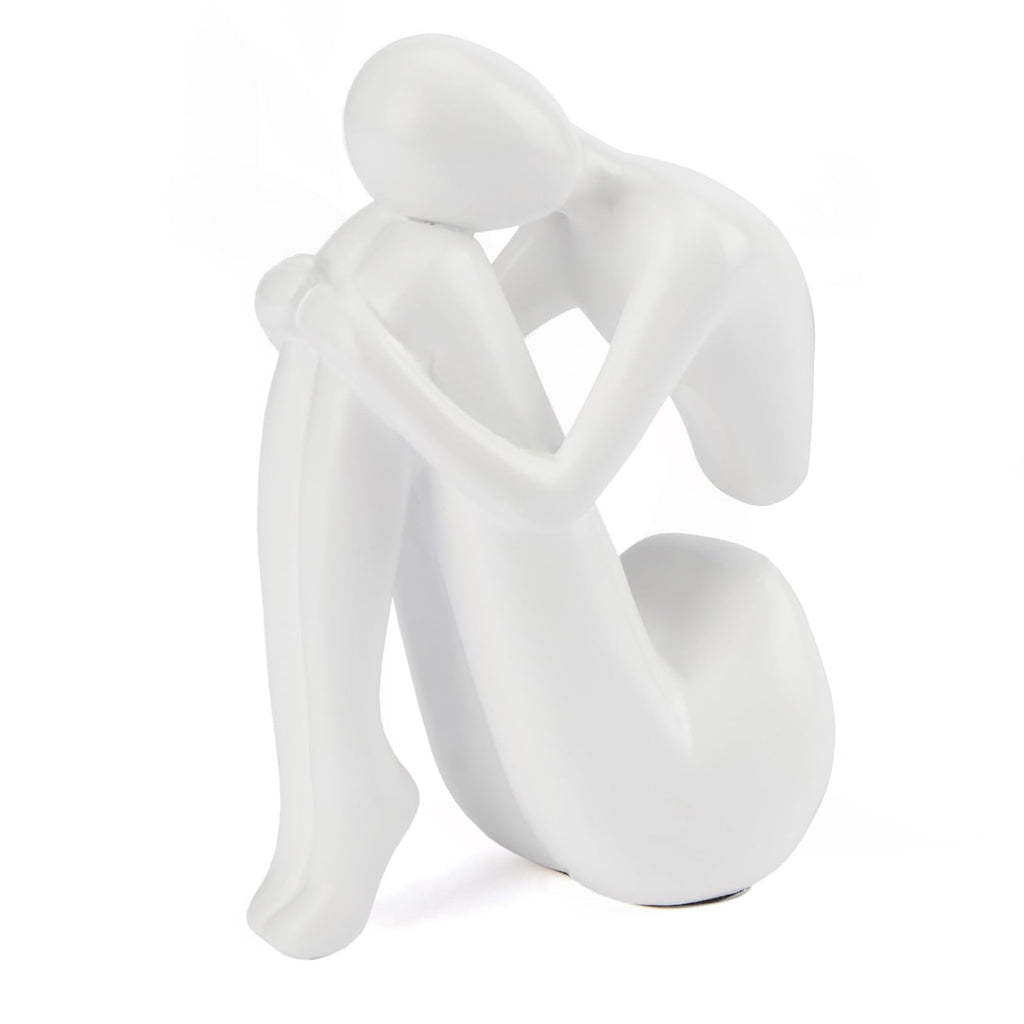 Black Decor Women Statue, Thinker Girl Sculptures, Modern Abstract Art Accents, Black Resin Collectible Figurines for Living Room Bedroom Bookshelf Coffe Table, Resin, 1Piece