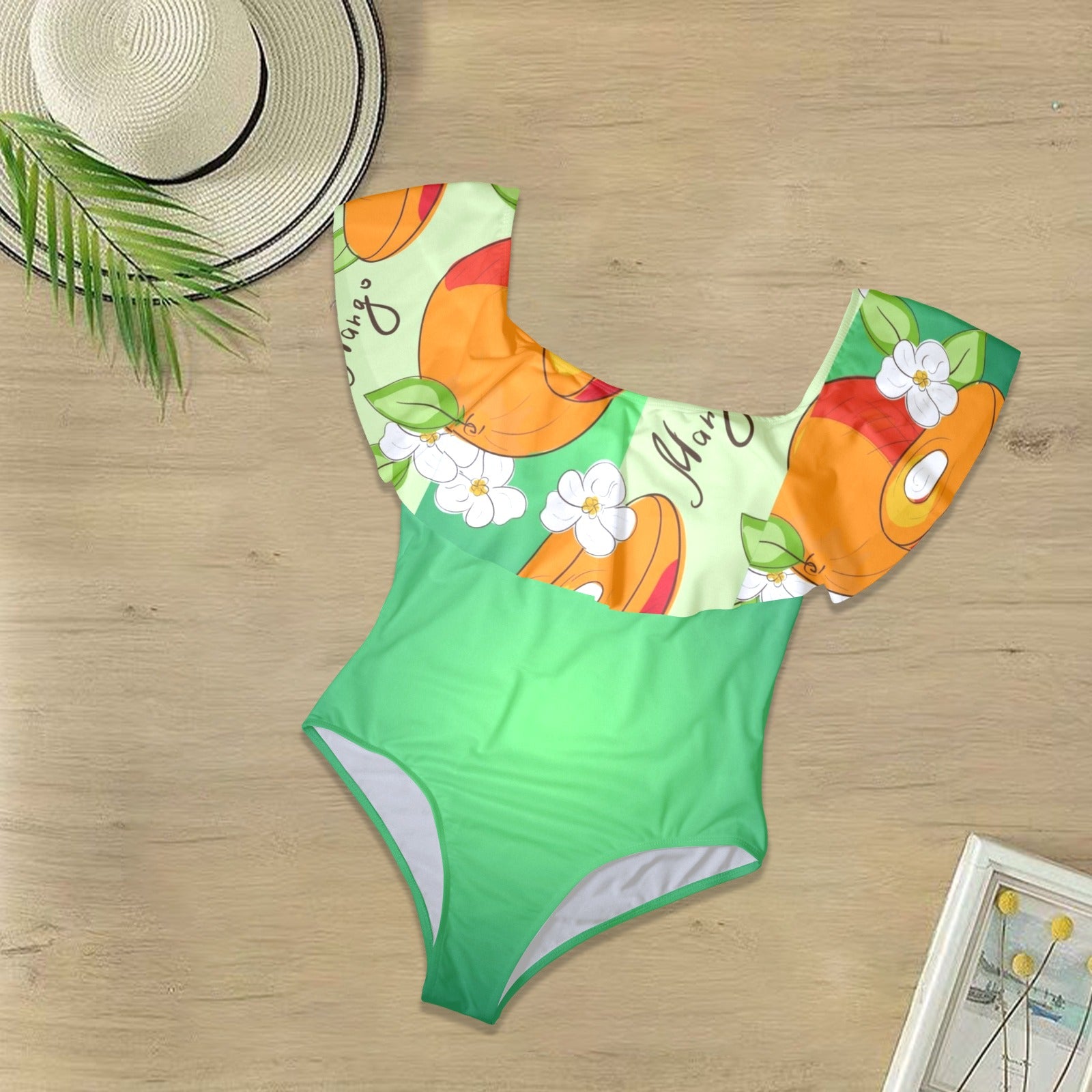 Mango Madness Ruffle Off Shoulder one Piece Swimsuit