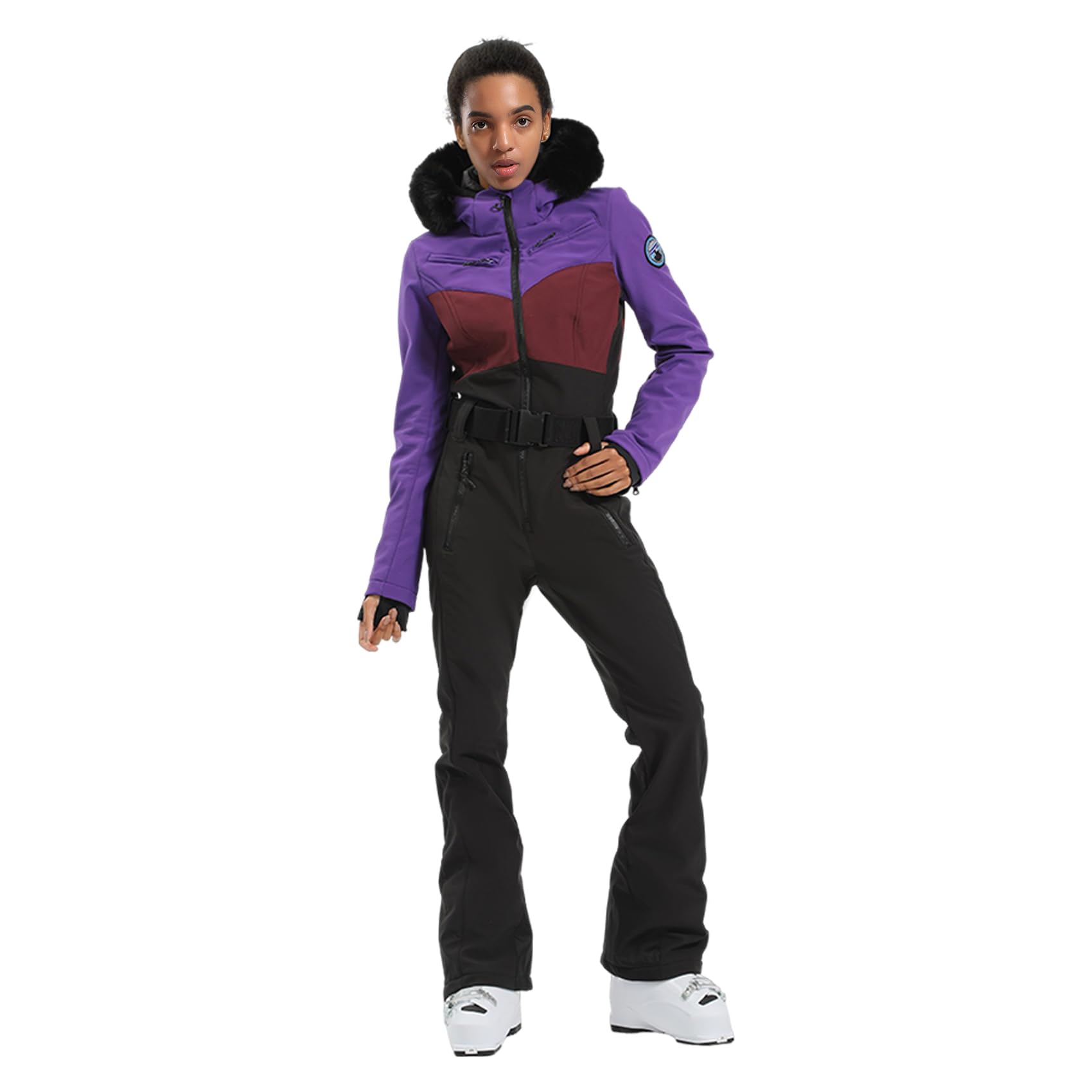 GSOU SNOW Womens Ski Suit One Piece Snowsuit Snowboard Slim Insulated Jumpsuit Jacket Waterproof Windproof for Outdoor Sports