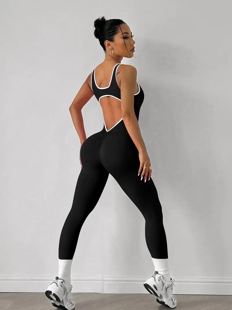 Yoga 1 Piece Bodysuit with a Stylish Open-Back Design, Perfect for Shaping And Lifting Sports Workout Set Jumpsuit