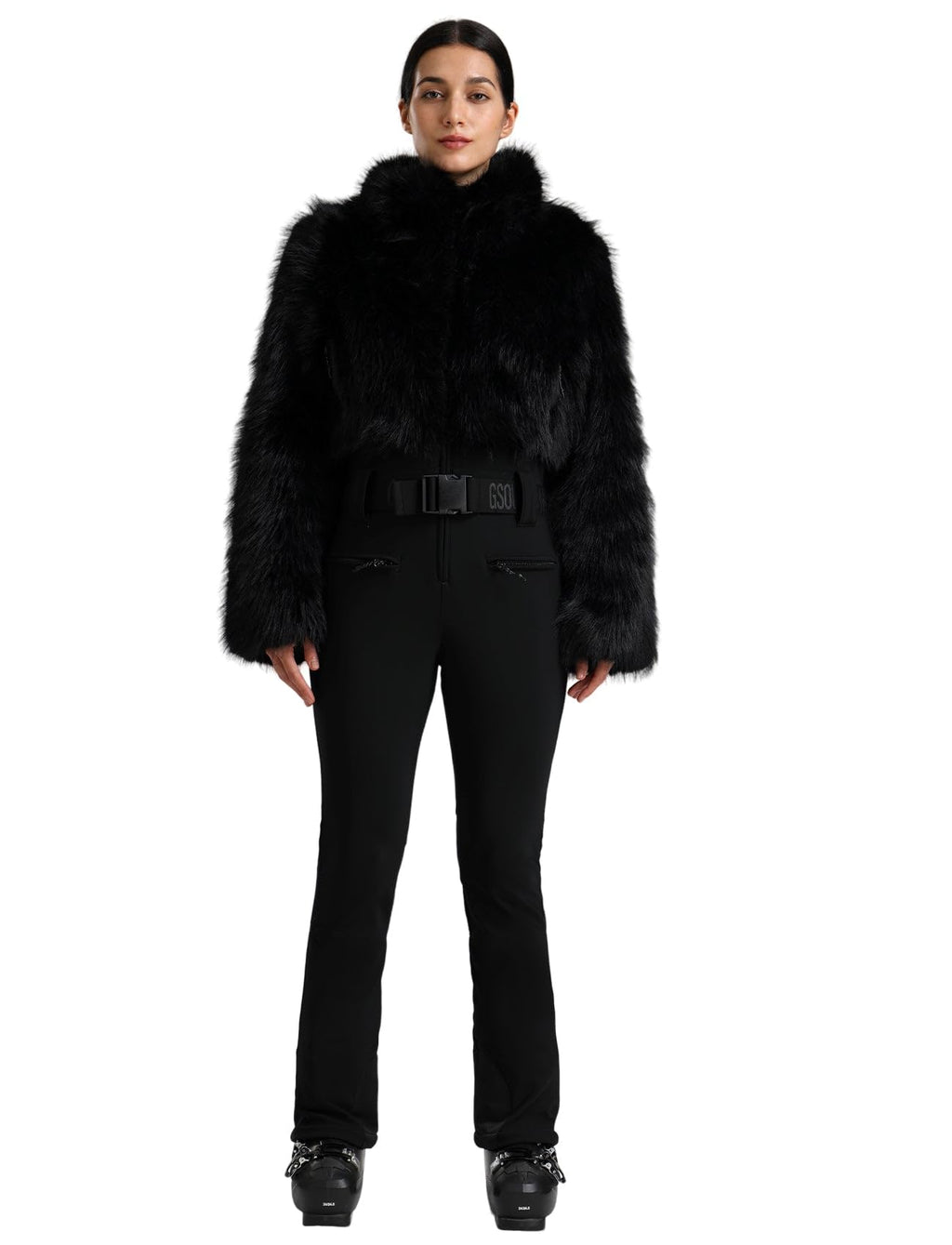 GSOU SNOW Women Ski Suit One Piece Snowsuit Snowboard Faux Fur Collar Slim Jumpsuit Jacket Insulated Windproof Outdoor Winter
