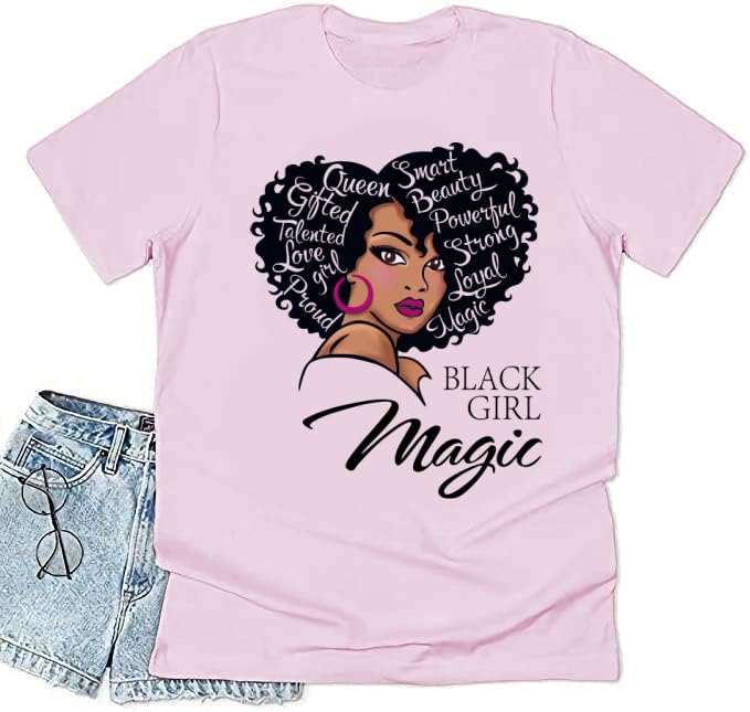 Black History Graphic tees Plus Size Women Tops Magic Fashion Afro American Natural Hair Vintage Melanin T-Shirts