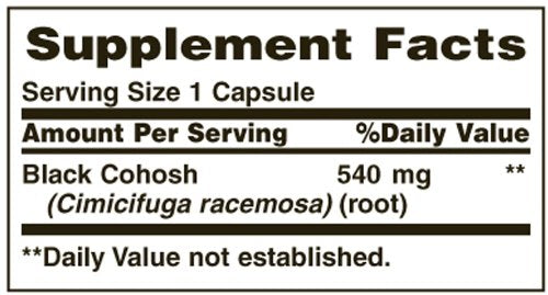 Nature's Bounty Black Cohosh Root Pills and Herbal Health Supplement, Natural Menopausal Support, 540 mg, 100 Capsules