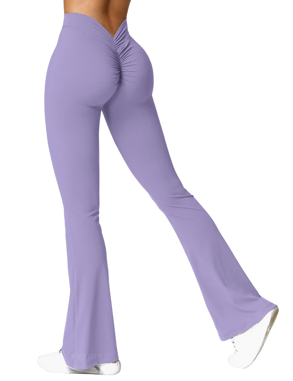 YEOREO Scrunch Flare Leggings Daze V Back Butt Lifting Wide Leg High Waist 31.5" Gym Workout Yoga Pants