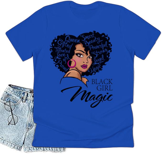 Black History Graphic tees Plus Size Women Tops Magic Fashion Afro American Natural Hair Vintage Melanin T-Shirts