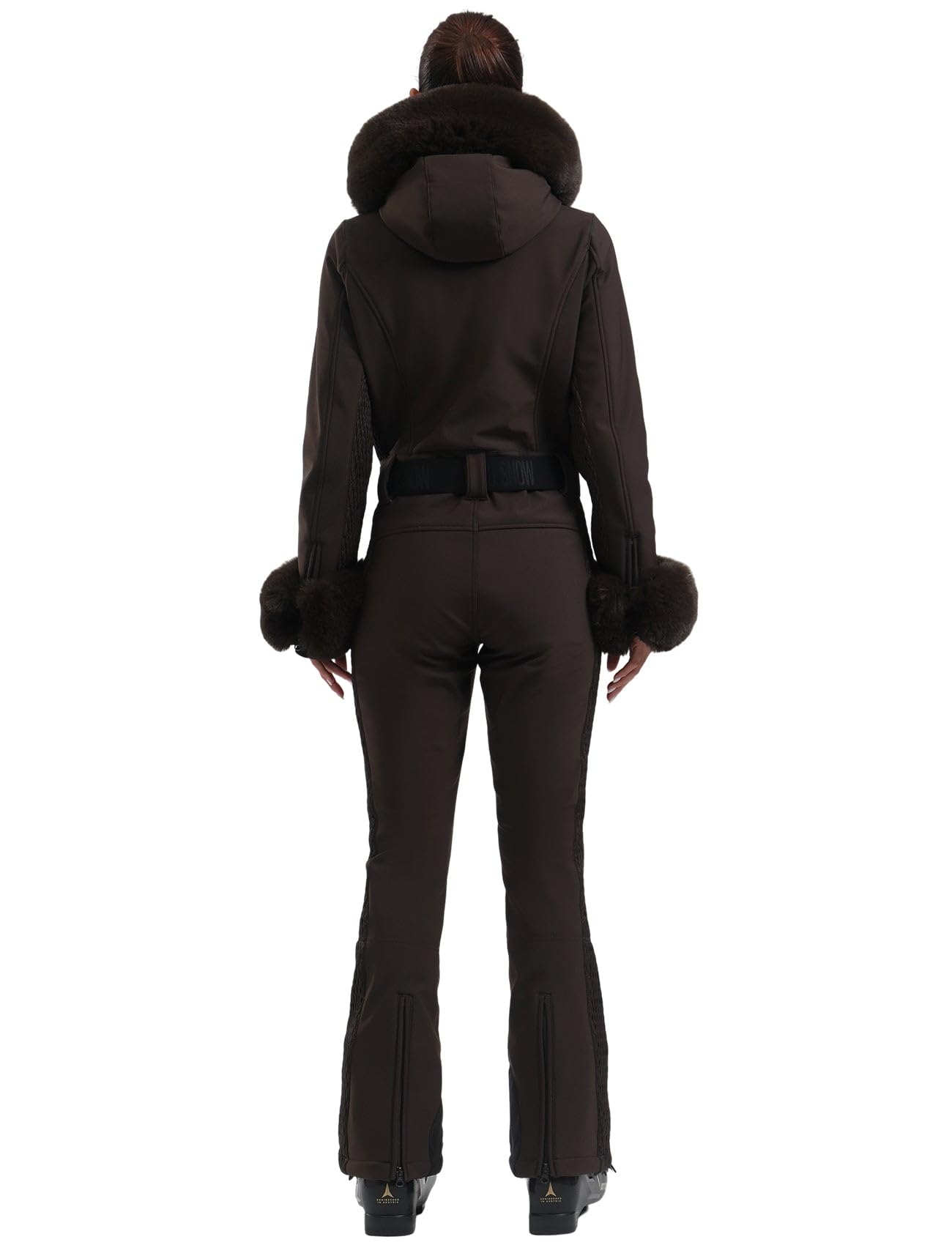 GSOU SNOW Ski Suit Womens One Piece Snowsuit Snowboard Jacket Slim Snow Jumpsuit Faux Fur Ski Outfit Waterproof Windproof