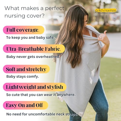 Breathable Nursing Cover Up for Breastfeeding - Privacy Nursing Covers - Newborn Essentials Must Haves - Improved Ponchy by Gold Mamas - Sand