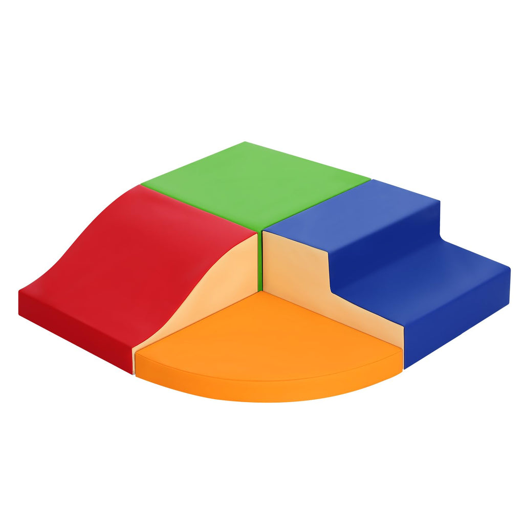 4-Piece Soft PU Leather Toddlers Climbing Toys, Baby Foam Climbing Blocks for Toddlers 3, Foam Play Gym Climbing Structures, Indoor Climb and Crawl Activity Play Set (White and Coffee)