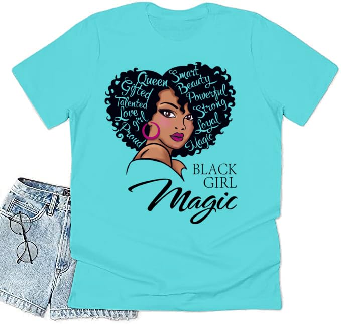 Black History Graphic tees Plus Size Women Tops Magic Fashion Afro American Natural Hair Vintage Melanin T-Shirts