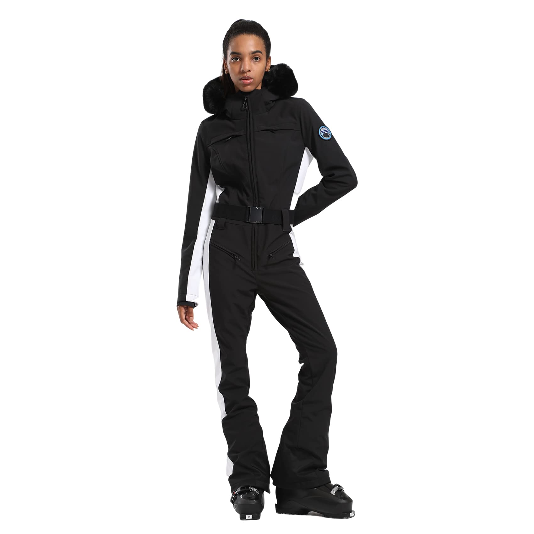 GSOU SNOW Womens Ski Suit One Piece Snowsuit Snowboard Slim Insulated Jumpsuit Jacket Waterproof Windproof for Outdoor Sports