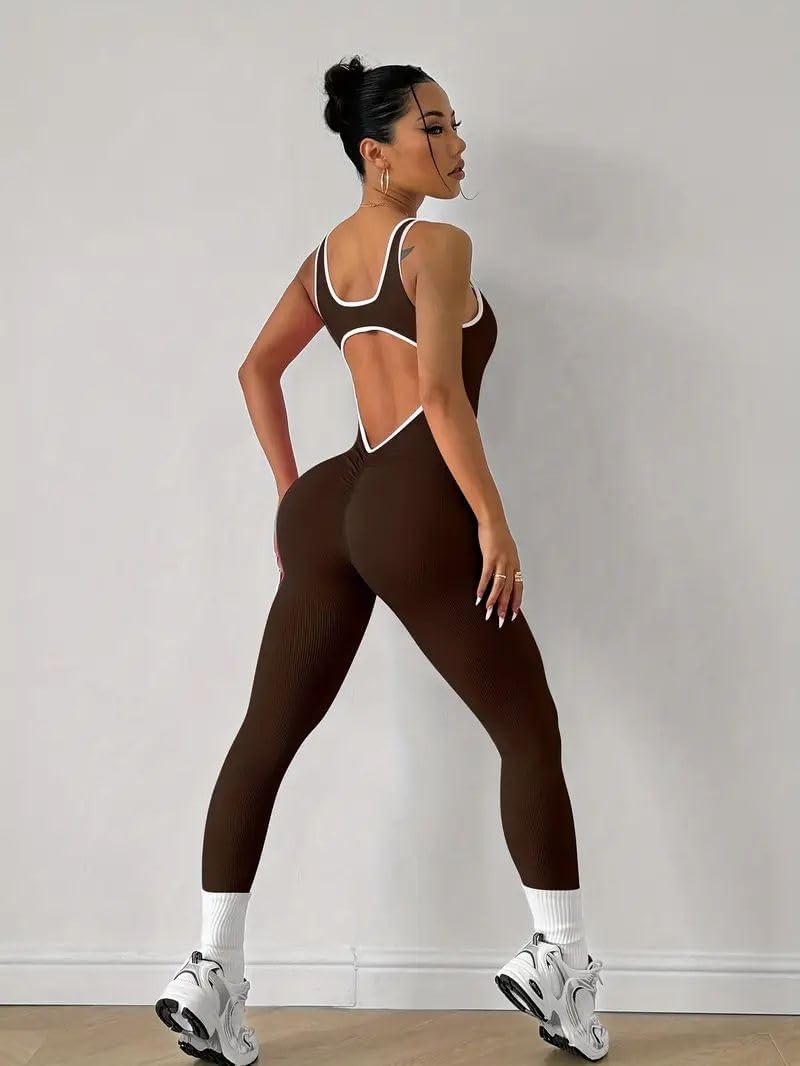Yoga 1 Piece Bodysuit with a Stylish Open-Back Design, Perfect for Shaping And Lifting Sports Workout Set Jumpsuit