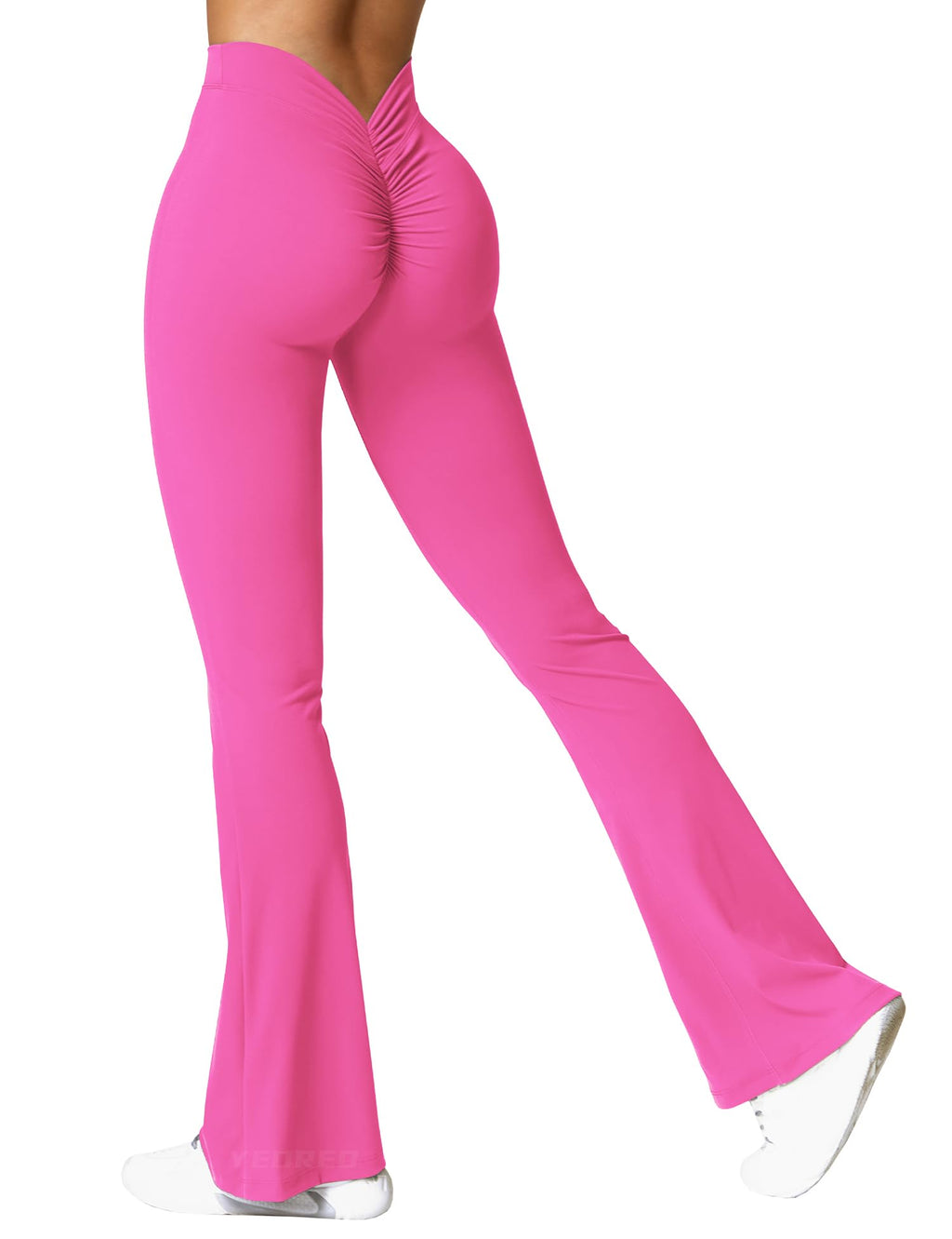 YEOREO Scrunch Flare Leggings Daze V Back Butt Lifting Wide Leg High Waist 31.5" Gym Workout Yoga Pants