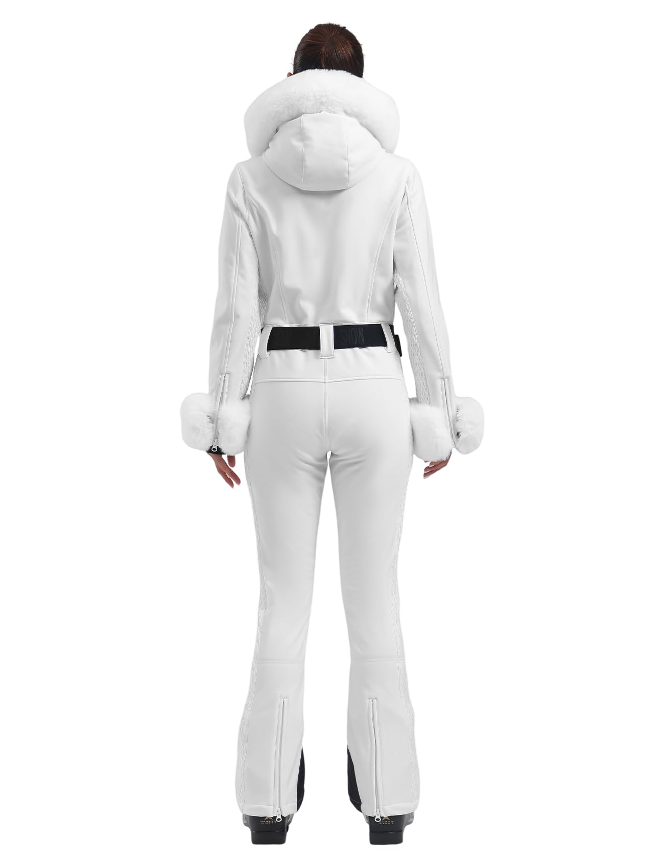 GSOU SNOW Ski Suit Womens One Piece Snowsuit Snowboard Jacket Slim Snow Jumpsuit Faux Fur Ski Outfit Waterproof Windproof
