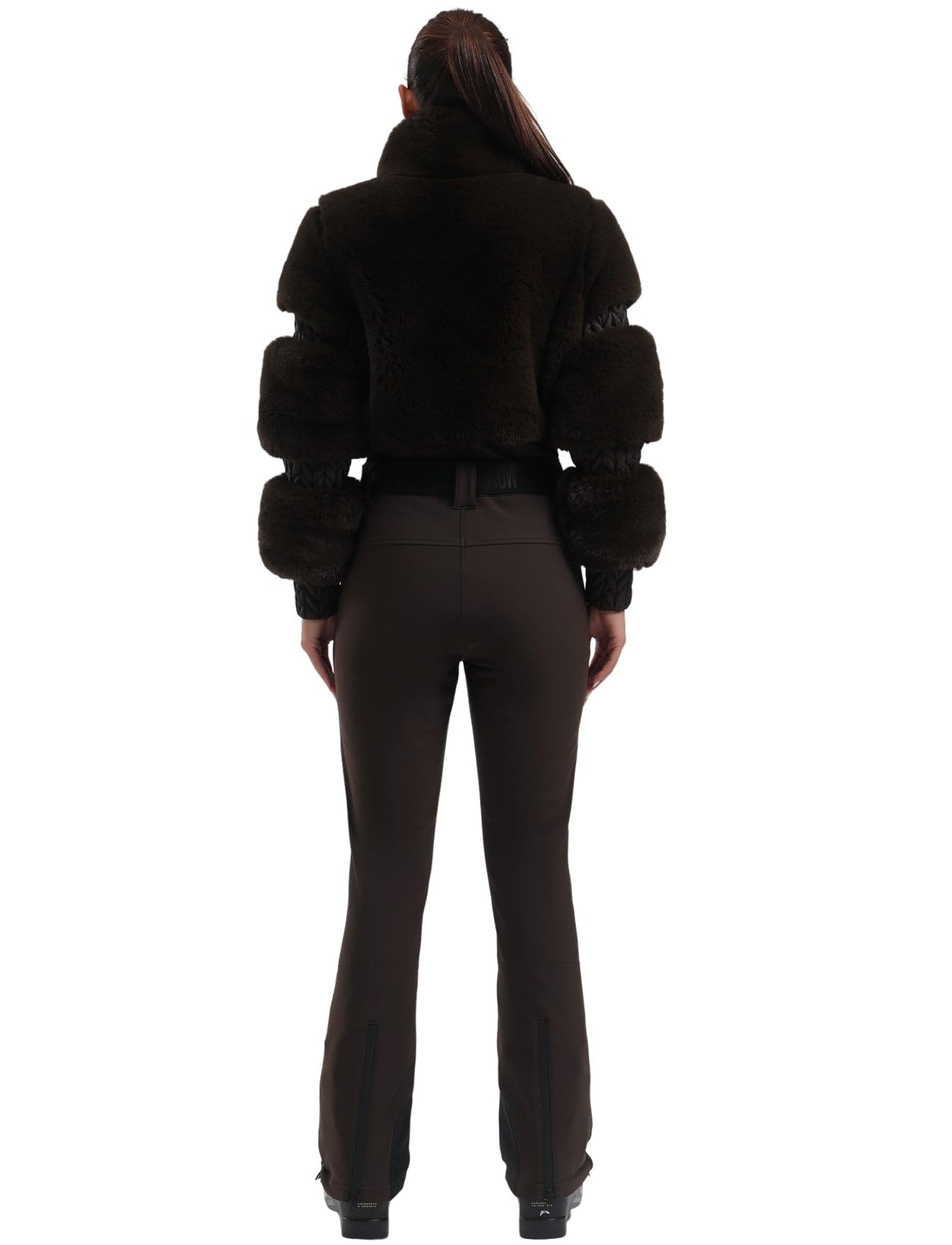 GSOU SNOW Women Ski Suit One Piece Snowsuit Snowboard Faux Fur Collar Slim Jumpsuit Jacket Insulated Windproof Outdoor Winter