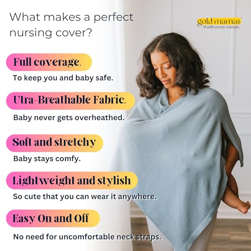 Breathable Nursing Cover Up for Breastfeeding - Privacy Nursing Covers - Newborn Essentials Must Haves - Improved Ponchy by Gold Mamas - Sand
