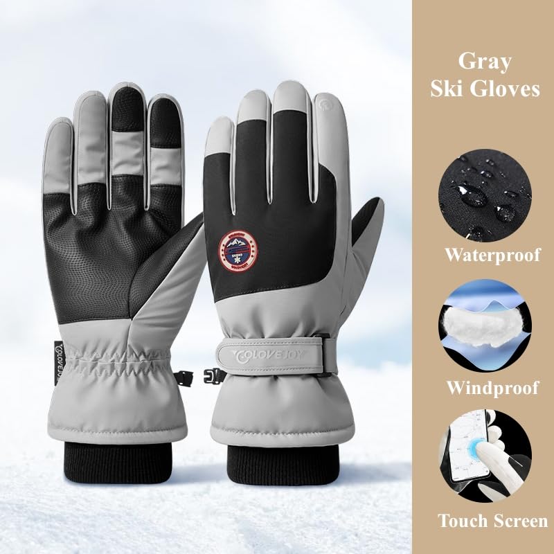 Winter Ski Snow Gloves for Men, Women, Youth | Touchscreen & Waterproof Cold Weather Hand Warming Gloves Winter Work Gloves