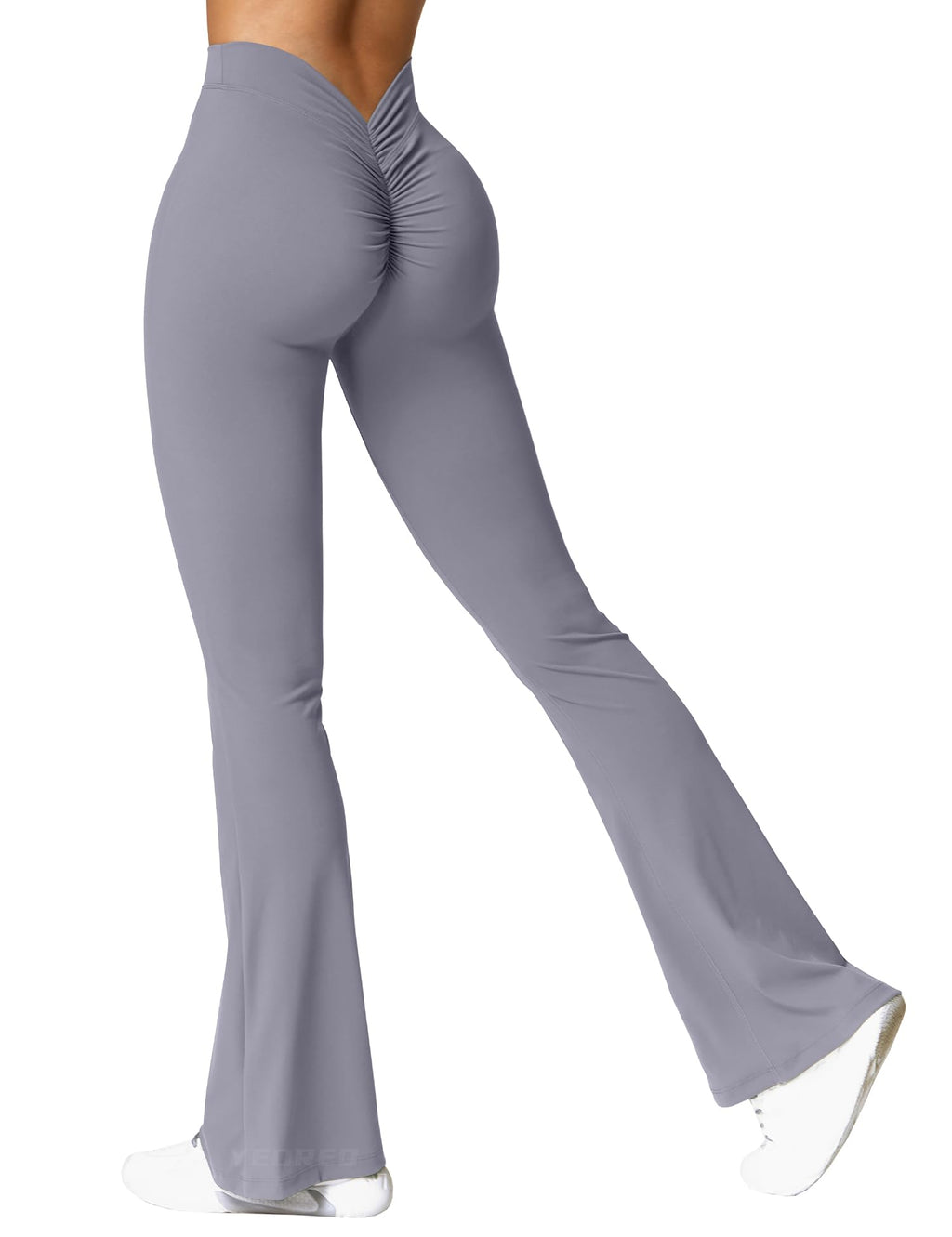 YEOREO Scrunch Flare Leggings Daze V Back Butt Lifting Wide Leg High Waist 31.5" Gym Workout Yoga Pants