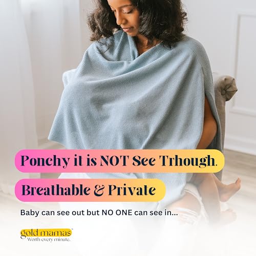 Breathable Nursing Cover Up for Breastfeeding - Privacy Nursing Covers - Newborn Essentials Must Haves - Improved Ponchy by Gold Mamas - Sand