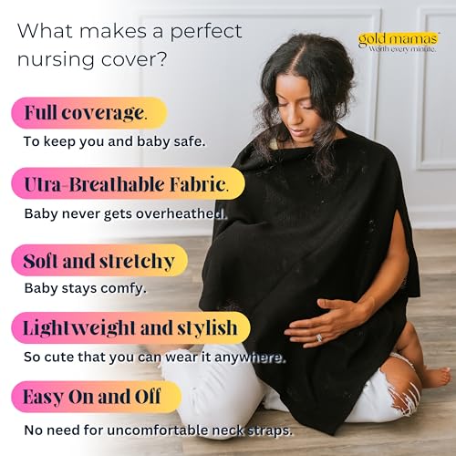 Breathable Nursing Cover Up for Breastfeeding - Privacy Nursing Covers - Newborn Essentials Must Haves - Improved Ponchy by Gold Mamas - Sand