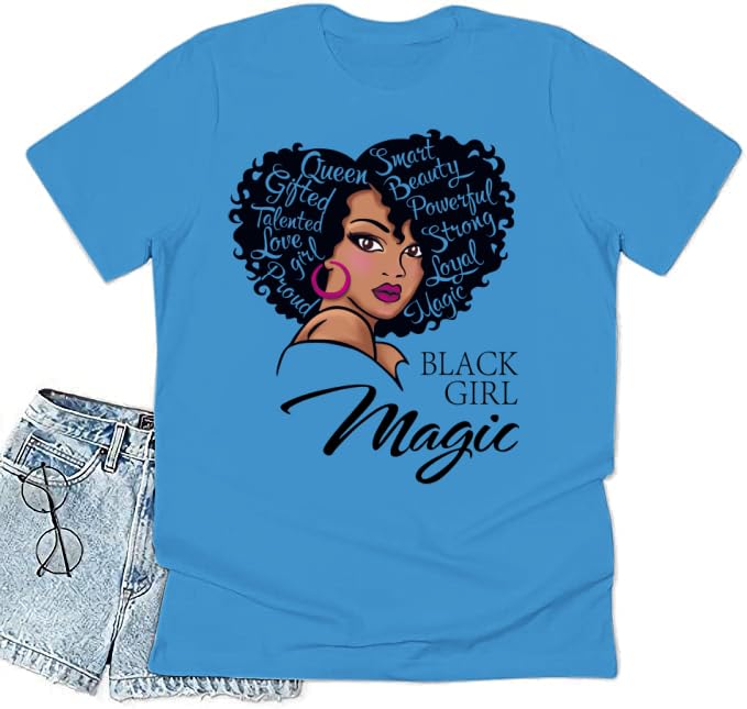 Black History Graphic tees Plus Size Women Tops Magic Fashion Afro American Natural Hair Vintage Melanin T-Shirts