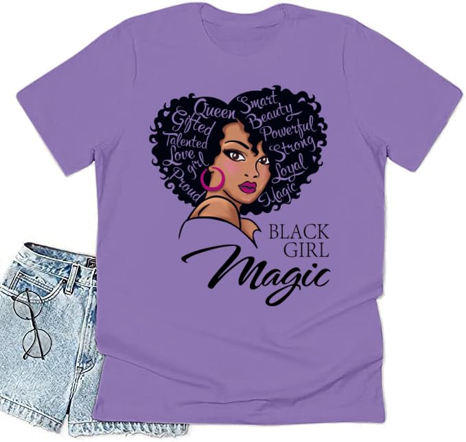 Black History Graphic tees Plus Size Women Tops Magic Fashion Afro American Natural Hair Vintage Melanin T-Shirts