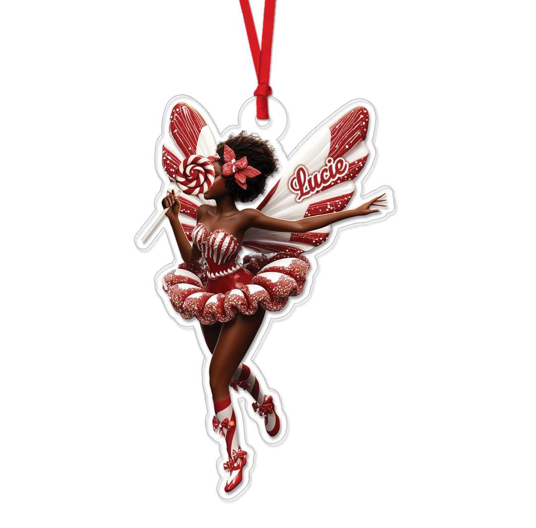 2D Acrylic Christmas Elf Shaped Ornament with Gift Box, Personalized Name Holiday Keepsake, Cute Ornament for Kids Room, Custom Name African-Inspired Decoration, Gifts for Boys