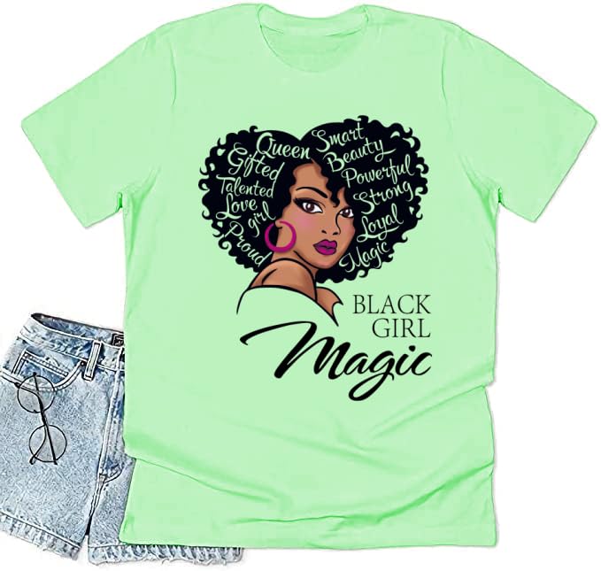 Black History Graphic tees Plus Size Women Tops Magic Fashion Afro American Natural Hair Vintage Melanin T-Shirts