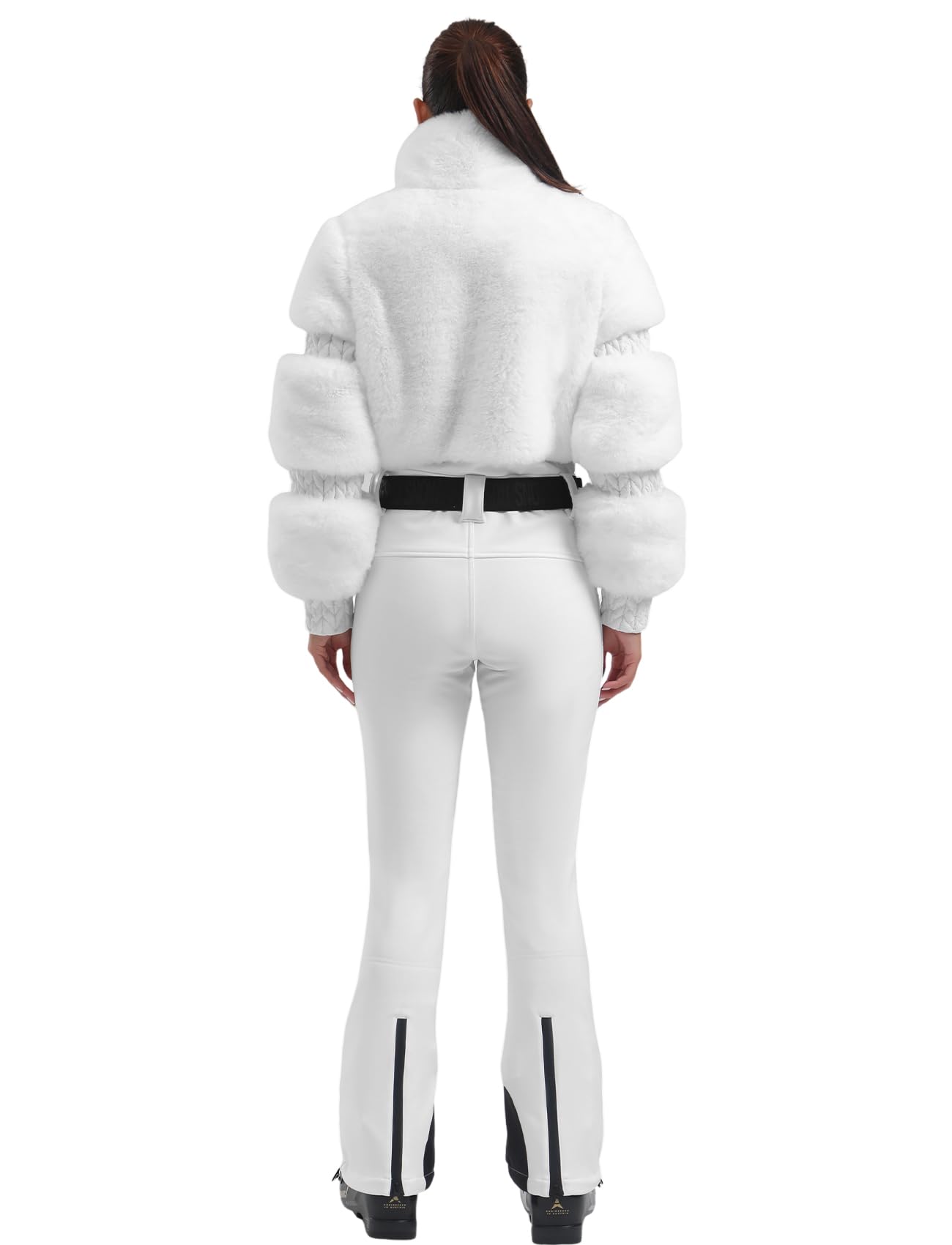 GSOU SNOW Women Ski Suit One Piece Snowsuit Snowboard Faux Fur Collar Slim Jumpsuit Jacket Insulated Windproof Outdoor Winter