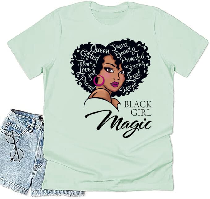 Black History Graphic tees Plus Size Women Tops Magic Fashion Afro American Natural Hair Vintage Melanin T-Shirts