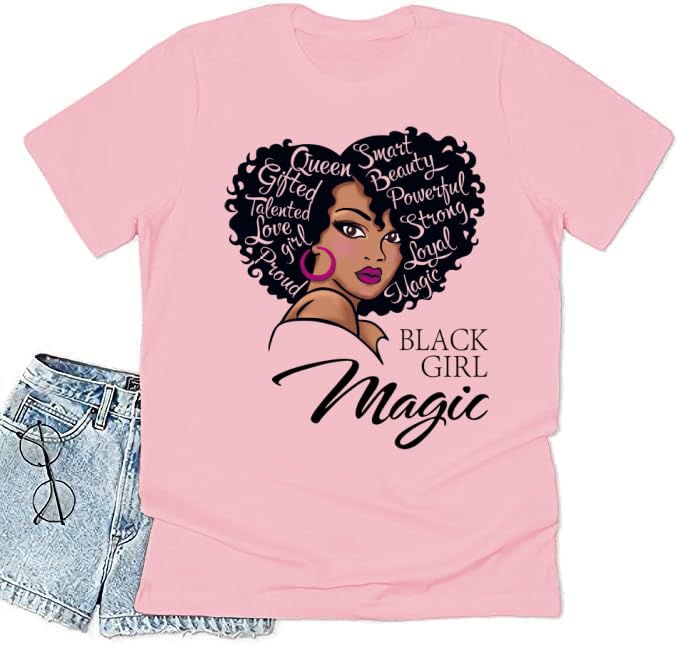 Black History Graphic tees Plus Size Women Tops Magic Fashion Afro American Natural Hair Vintage Melanin T-Shirts