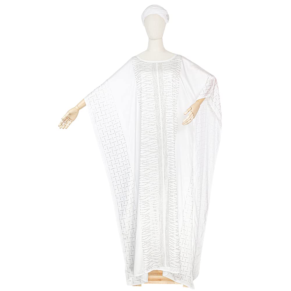 HD African Dresses for Women Fashion Beading Rhinestone Kaftan Maxi Dress