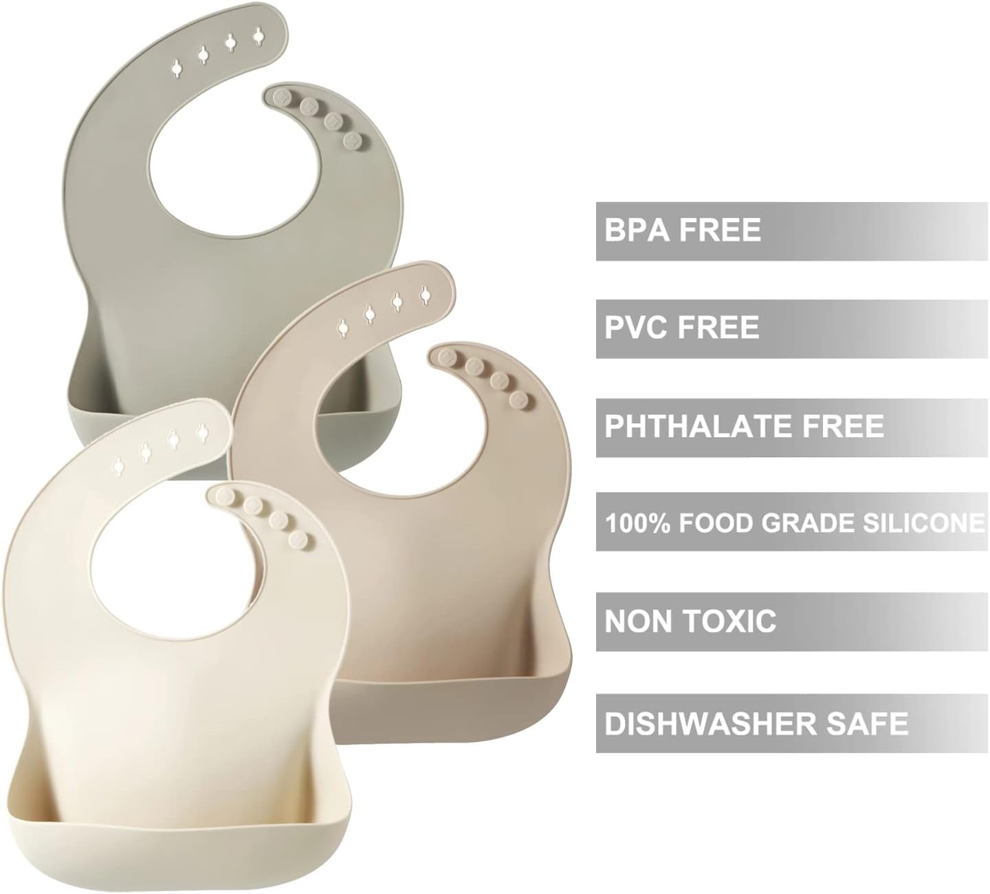 PandaEar Silicone Baby Bib for Girls Boys| Adjustable Waterproof Eating Bibs| BPA Free Soft Durable Silicone Bibs for Babies & Toddlers with Large Pocket Food Catcher