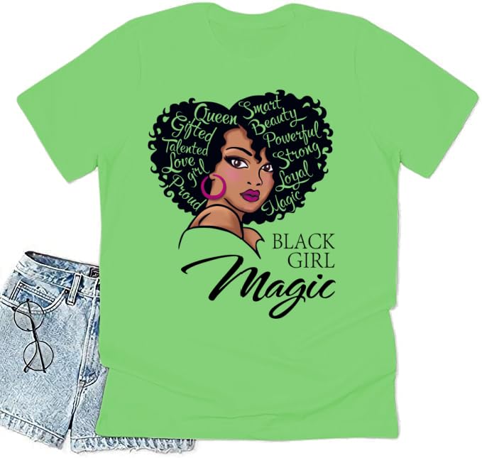 Black History Graphic tees Plus Size Women Tops Magic Fashion Afro American Natural Hair Vintage Melanin T-Shirts