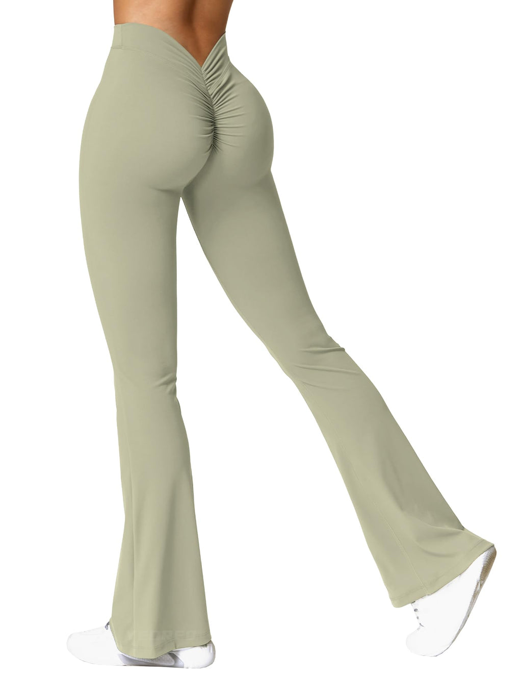 YEOREO Scrunch Flare Leggings Daze V Back Butt Lifting Wide Leg High Waist 31.5" Gym Workout Yoga Pants