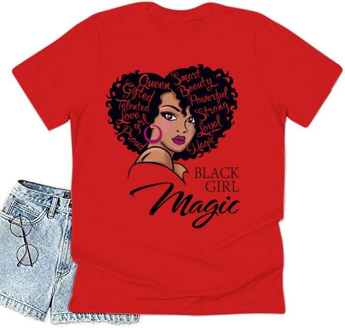 Black History Graphic tees Plus Size Women Tops Magic Fashion Afro American Natural Hair Vintage Melanin T-Shirts