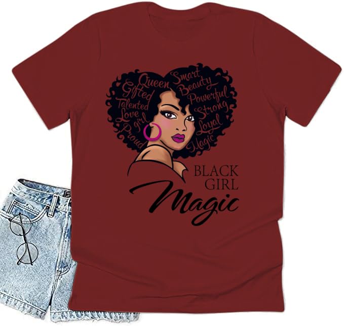 Black History Graphic tees Plus Size Women Tops Magic Fashion Afro American Natural Hair Vintage Melanin T-Shirts