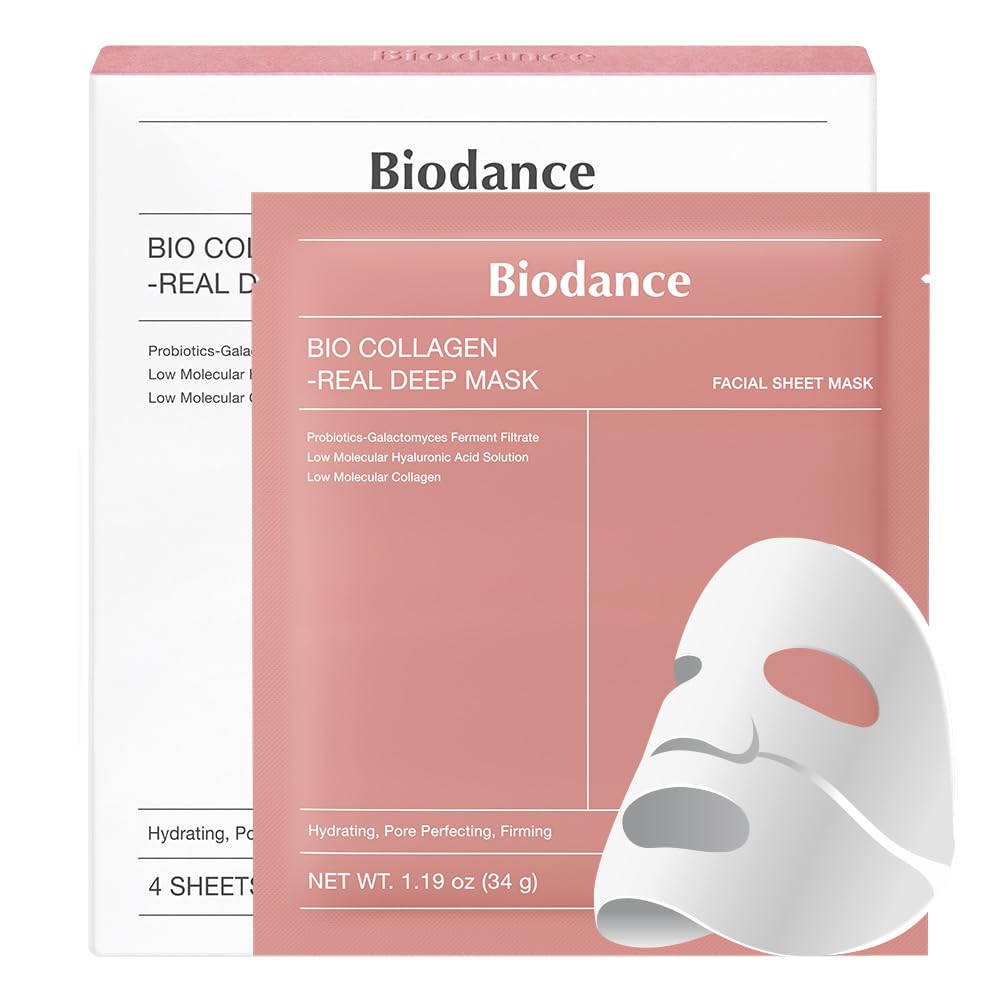 BIODANCE Bio-Collagen Real Deep Mask, Hydrating Overnight Hydrogel Mask, Pore Minimizing, Elasticity Improvement, Korean Skincare | 1.19oz(34g) x 16ea
