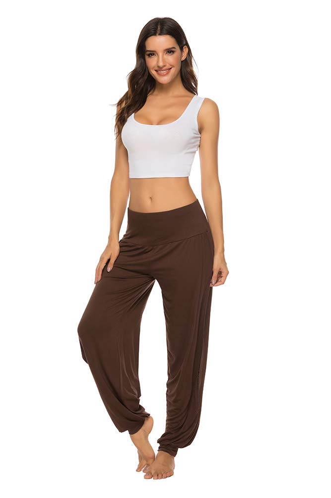 AvaCostume Womens Harem Yoga Pants Side Slit Sport Workout Sweatpants