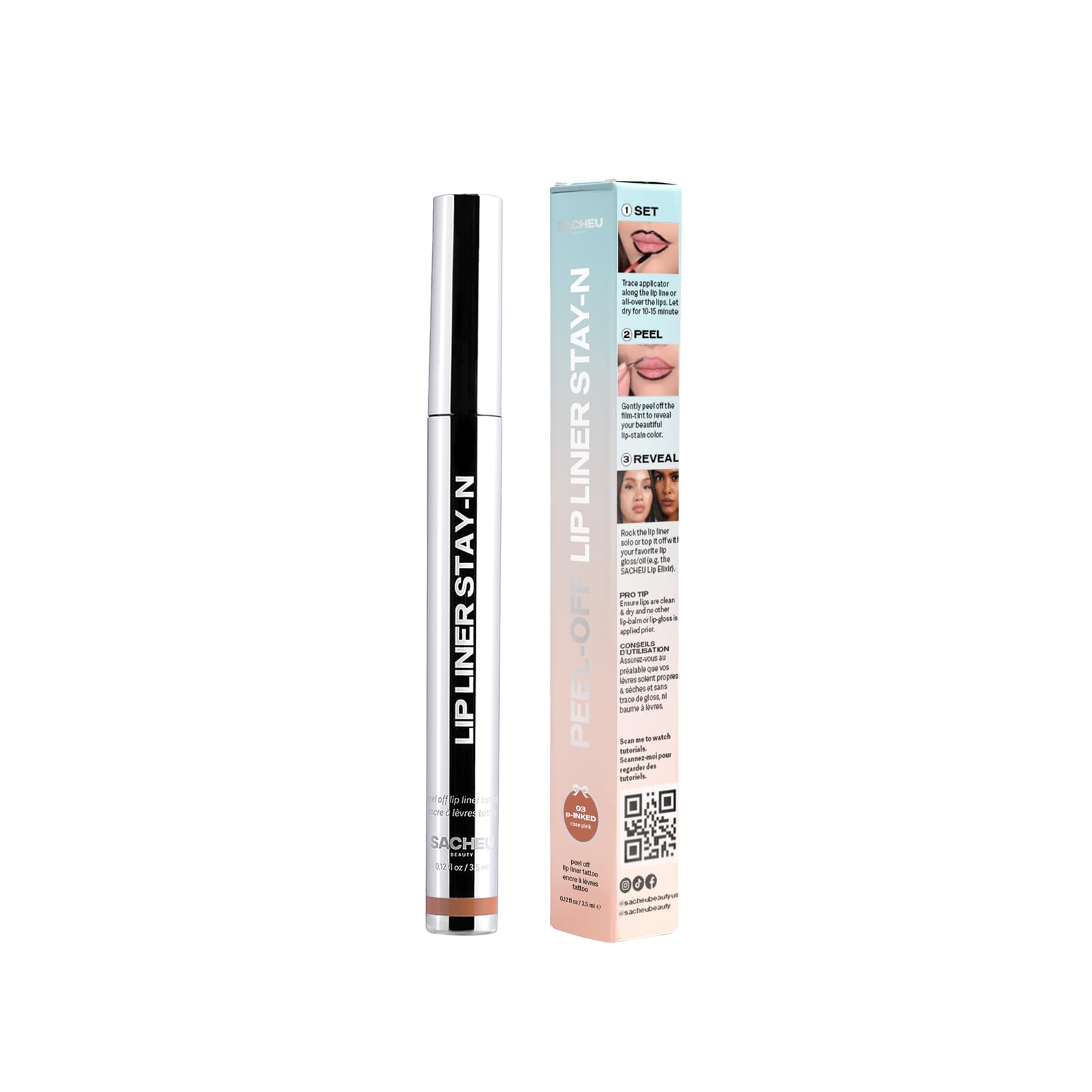 Sacheu Lip Liner STAY-N Peel Off Lip Stain — Long Lasting Matte Lip Tattoo Transfer Proof Lipstain Infused with Hyaluronic Acid & Vitamin E for All Skin Types — Vegan & Cruelty-Free, Deep Bundle