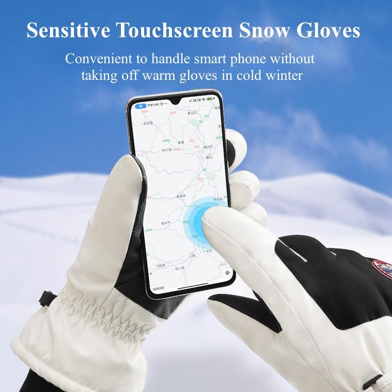 Winter Ski Snow Gloves for Men, Women, Youth | Touchscreen & Waterproof Cold Weather Hand Warming Gloves Winter Work Gloves