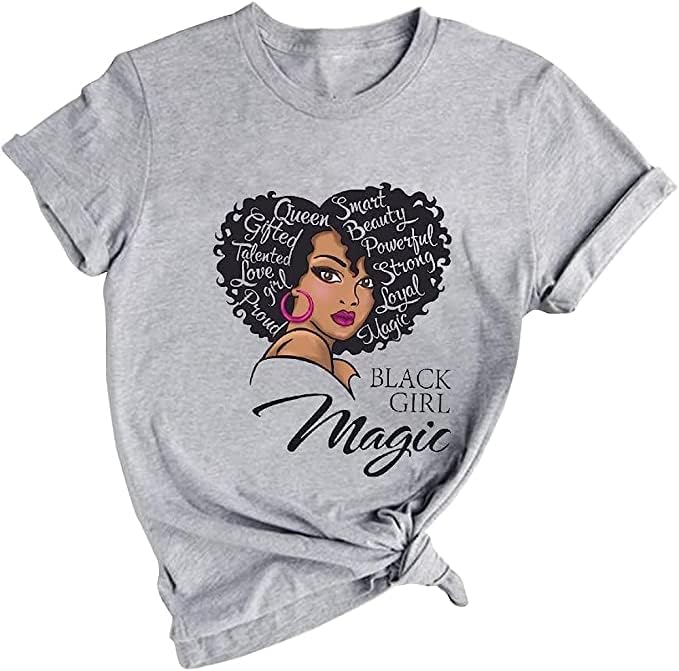 Black History Graphic tees Plus Size Women Tops Magic Fashion Afro American Natural Hair Vintage Melanin T-Shirts