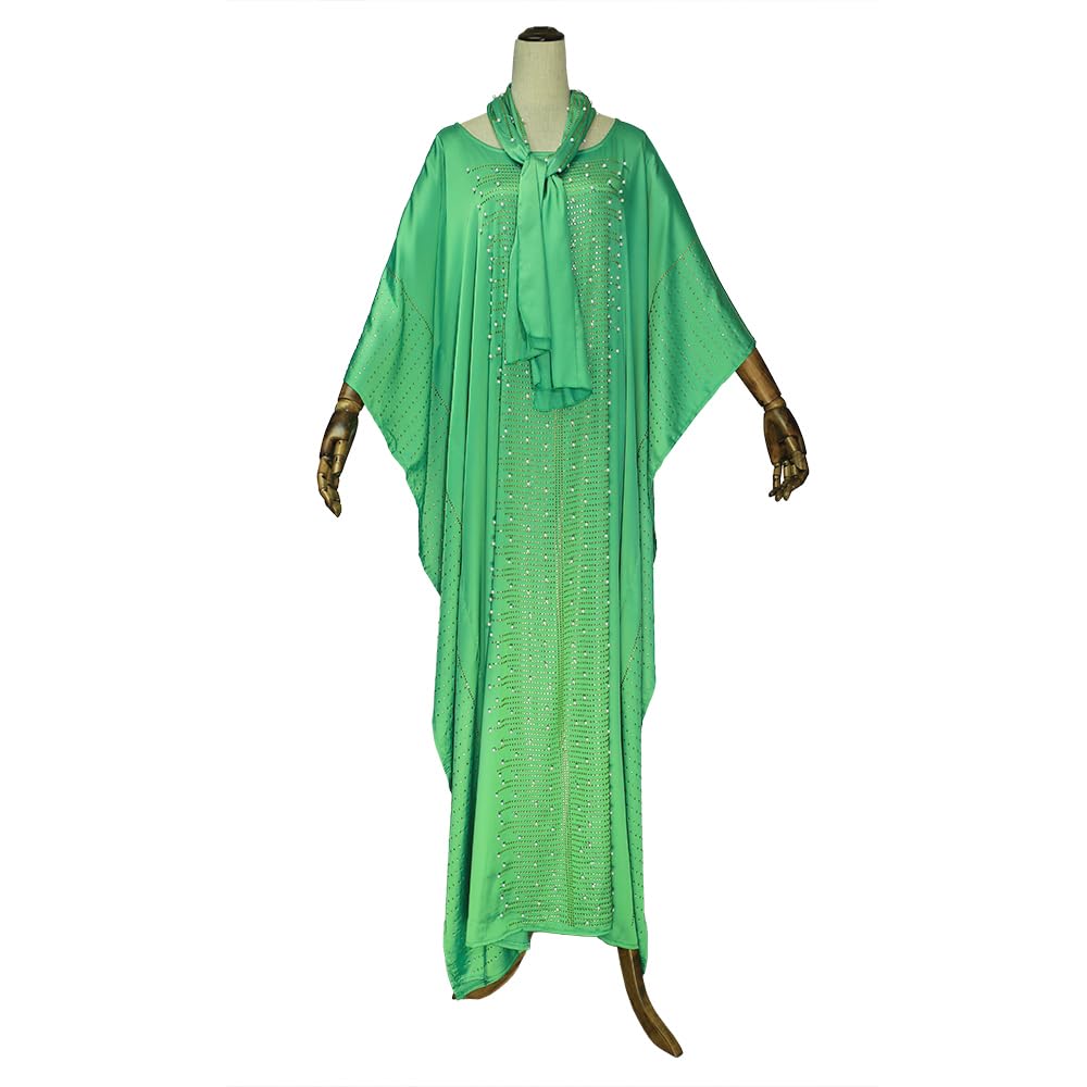 HD African Dresses for Women Fashion Beading Rhinestone Kaftan Maxi Dress