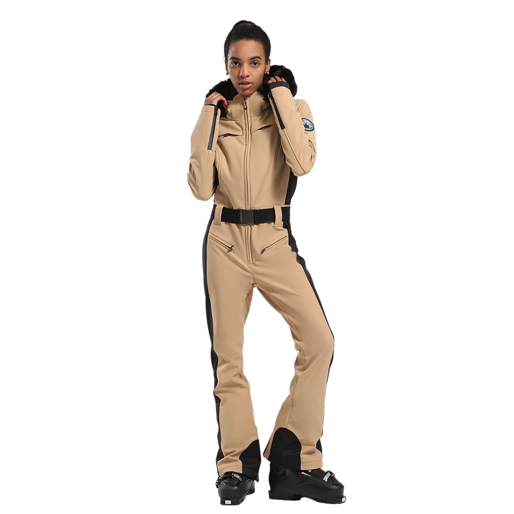 GSOU SNOW Womens Ski Suit One Piece Snowsuit Snowboard Slim Insulated Jumpsuit Jacket Waterproof Windproof for Outdoor Sports