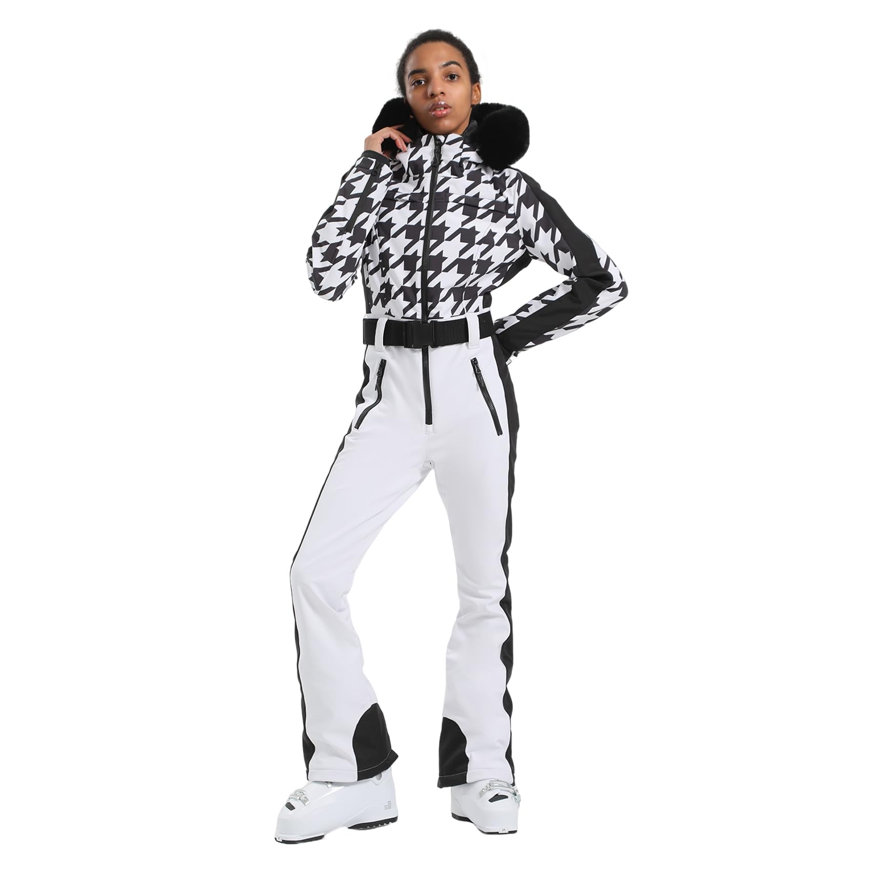 GSOU SNOW Womens Ski Suit One Piece Snowsuit Snowboard Slim Insulated Jumpsuit Jacket Waterproof Windproof for Outdoor Sports