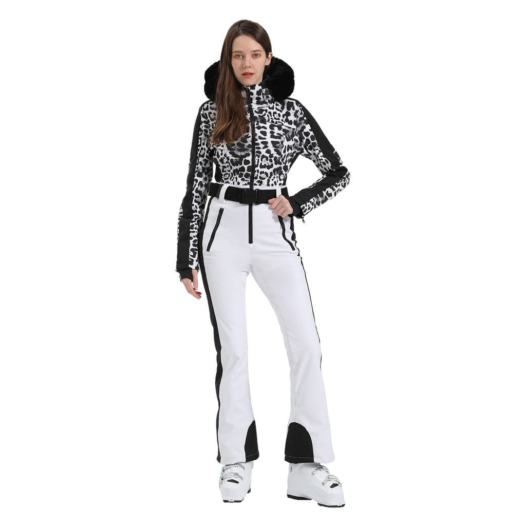 GSOU SNOW Womens Ski Suit One Piece Snowsuit Snowboard Slim Insulated Jumpsuit Jacket Waterproof Windproof for Outdoor Sports