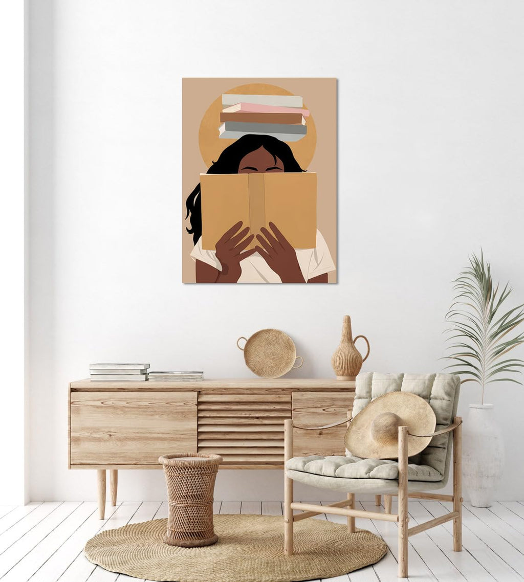 African American Boho Wall Art, Black Women Art Framed, Book Lover Art, Black Girl Canvas Print, African American Canvas Art Wall Decor, Woman Reading Book Art, African American Girl Boho Posters